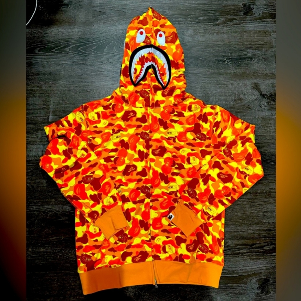 Men's Orange Bape Hoodie